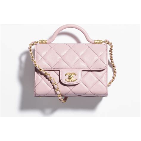 chanel 18b dark pink mini|Mini flap bag with top handle, Grained shiny calfskin & gold.